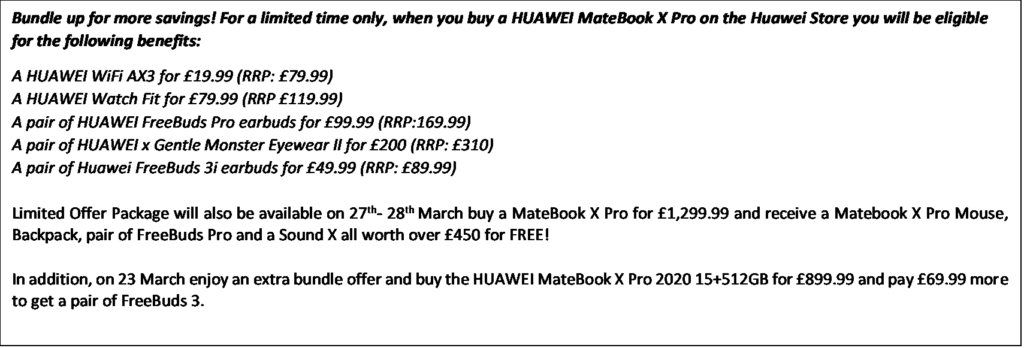 Huawei Matebook x Pro 2020 Space Grey bundle