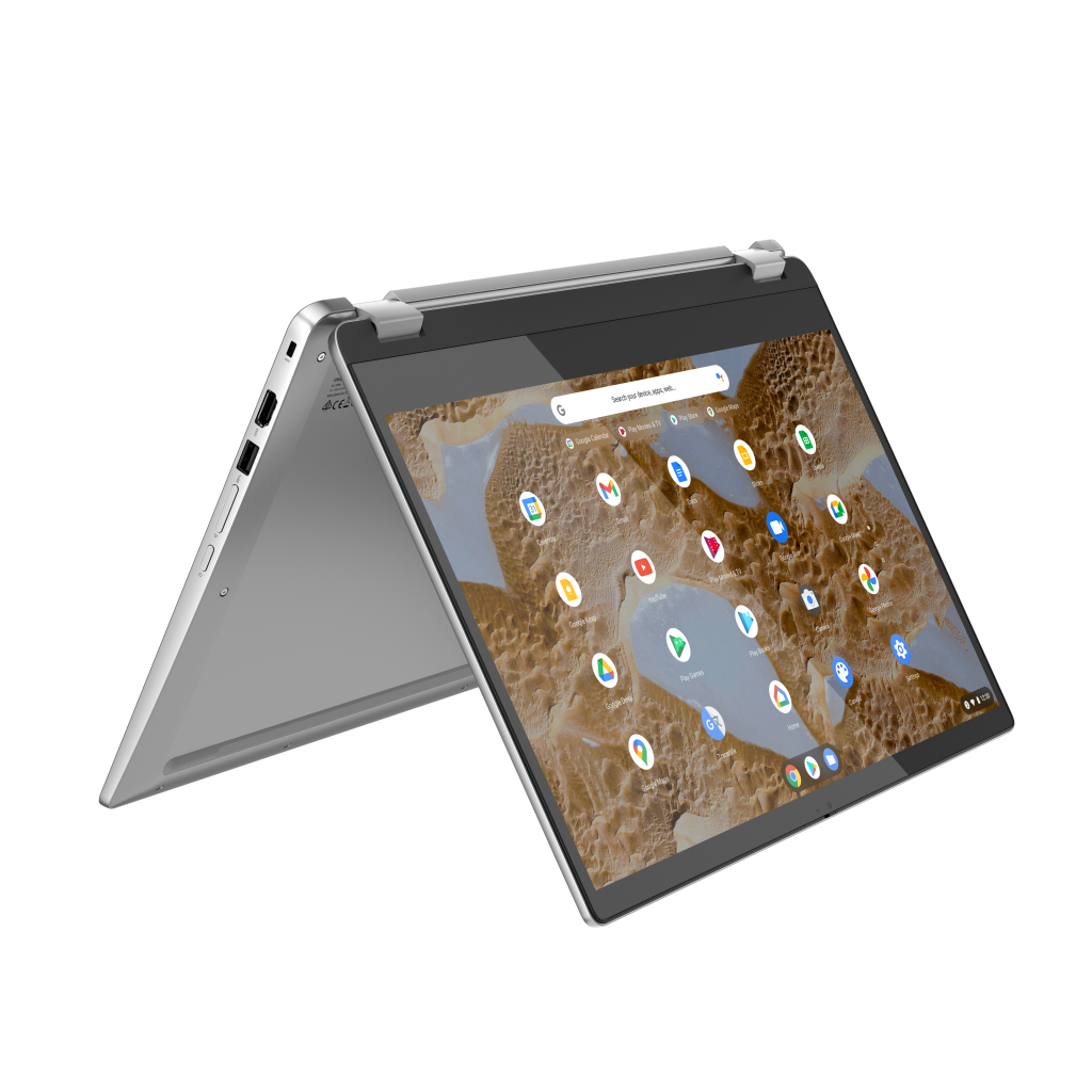 07 Ideapad Flex 3i Chromebook 15 Arctic Grey Tent Facing Left