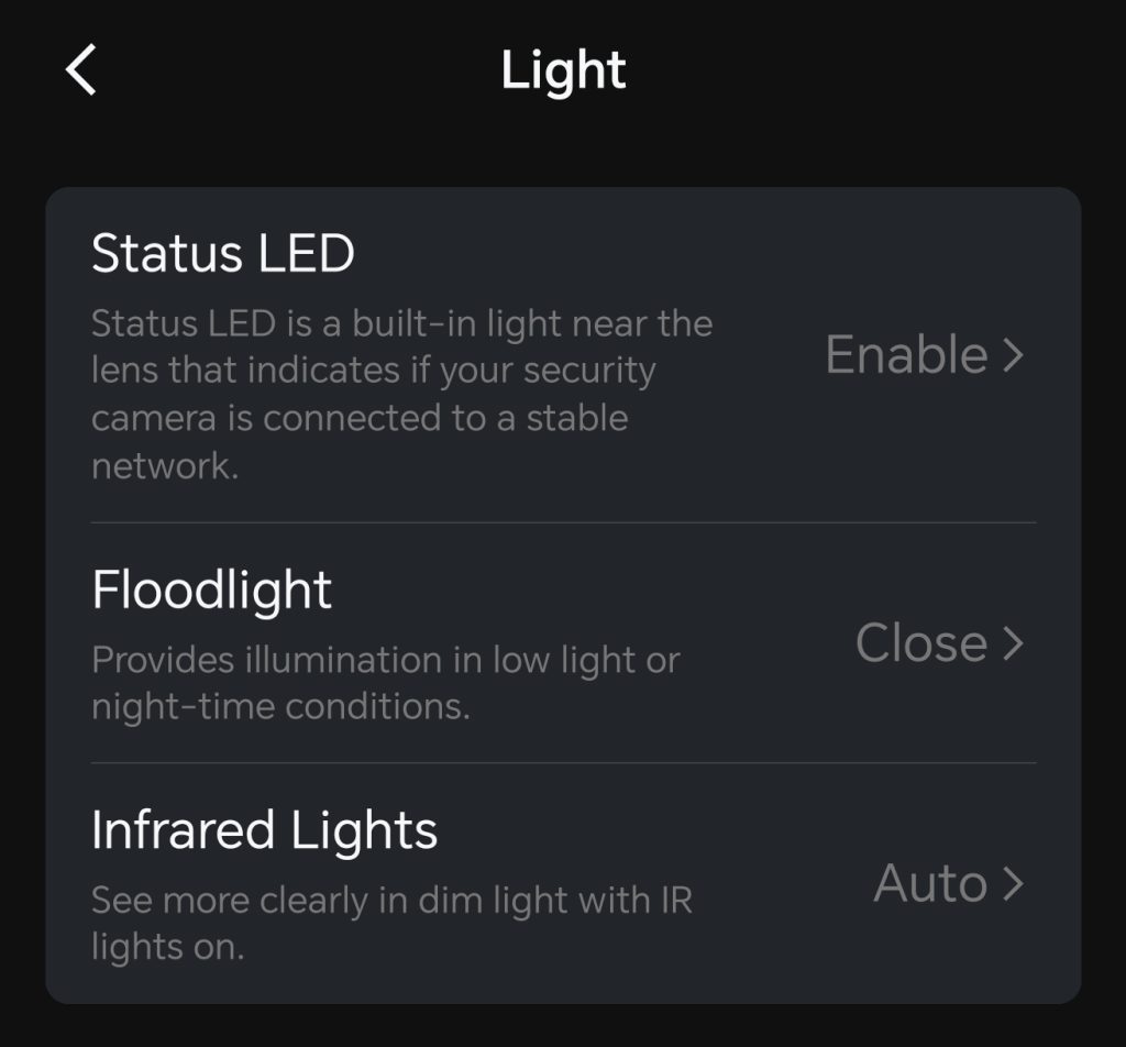 Elite Floodlighht WiFi Light setting