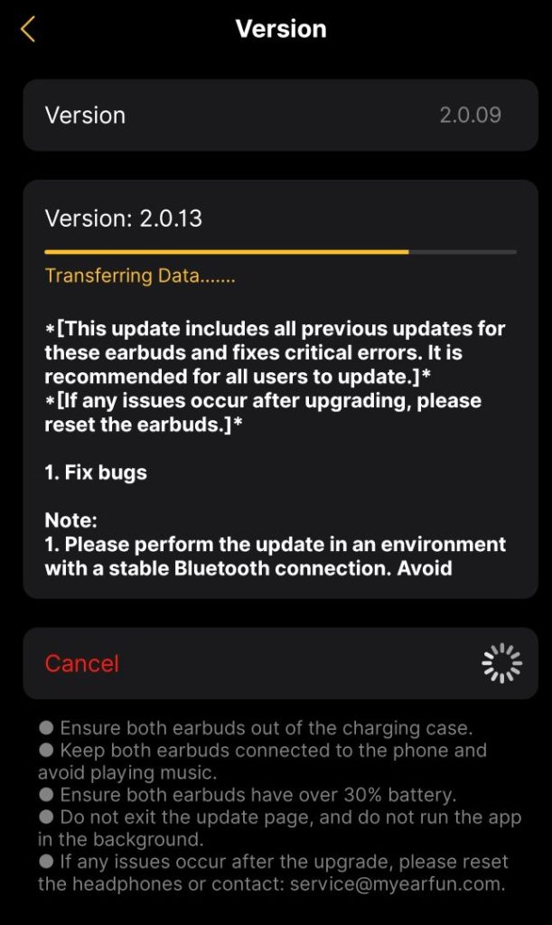 EarFun Clip - New Firmware installing