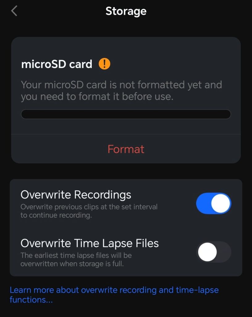 Reolink E331 formating sdcard
