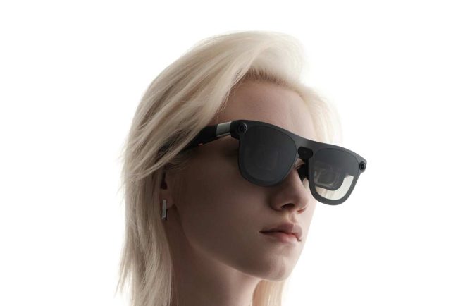 xreal aura model wearing glasses